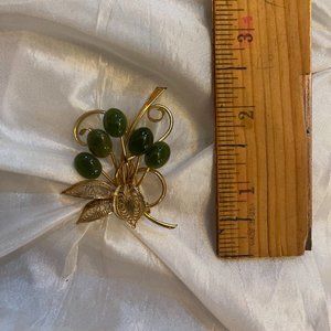 Vintage green and gold brooch